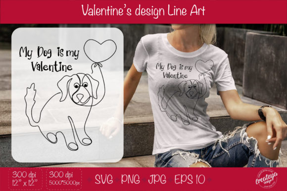 Valentines Dog Line Art SVG for Crafting and Graphics